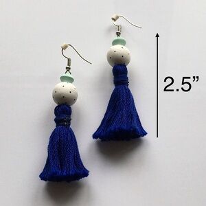 Royal Blue Tassel Earrings 2.5” Long